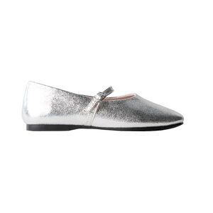 Zara Silver Metallic Mary Jane Flat